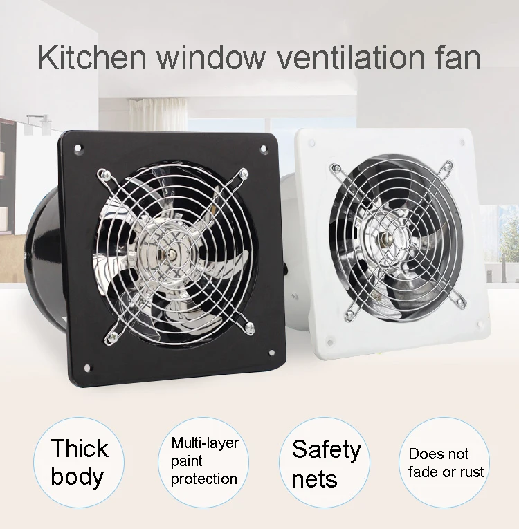 8\'\' Booster Fan Extractor Exhaust fan Ventilation Pipe Fan for Bathroom Toilet Kitchen Wall Window Stainless Steel Fan 8 Inch