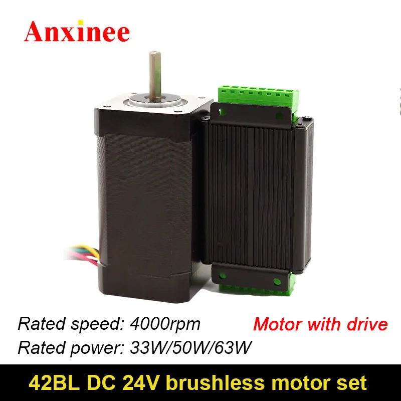 

42BL Brushless Mini DC Motor 24V 33 50 63W 4000rpm Low-power High-speed Brushless Hall DC Motor With Mini Driver Kit