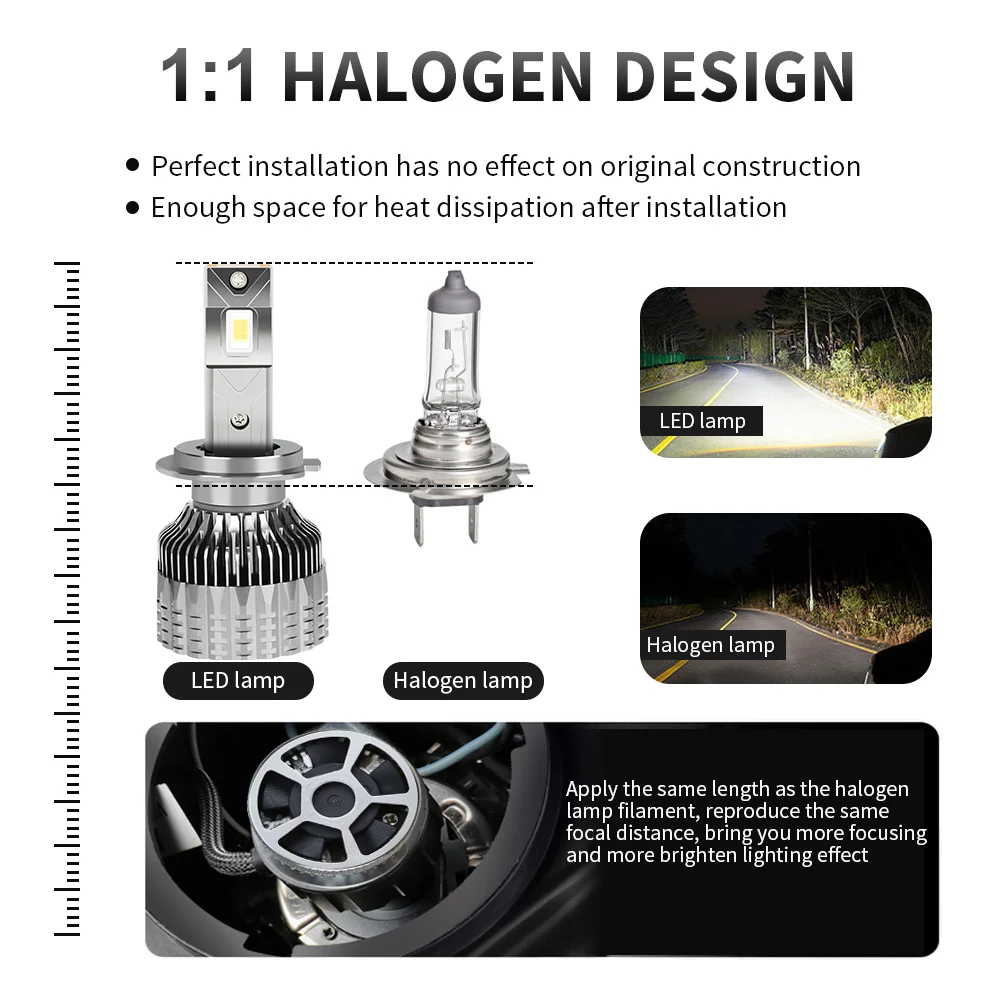 H7 H4 H11 LED مصباح أمامي عالي الطاقة CSP Canbus H1 H8 9005 HB3 9006 HB4 300W 60000LM مصباح توربو 6000K سيارة h7led مصباح ضباب ضوء #4