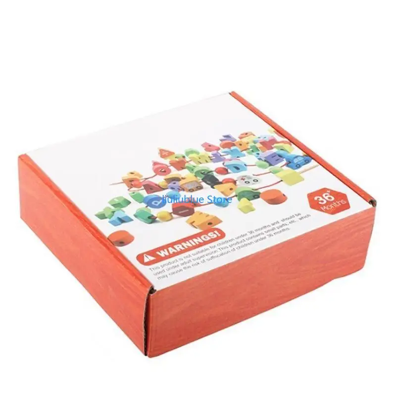 Early Learning Toy with Lacing Beads Theme Block for Preschool Education 62CF
