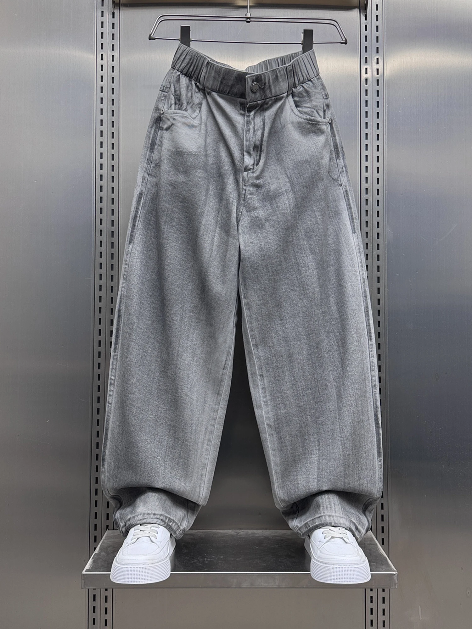 

Мужские джинсы Ey Adient American Style: Новинка Весна-Осень, прямые и широкие брюки, повседневные, свободного кроя, удобные, из хлопка