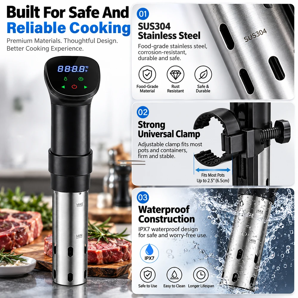 1800W Sous Vide Machine Precis - đánh giá và giá Digital Sous Vide Precision Cooker