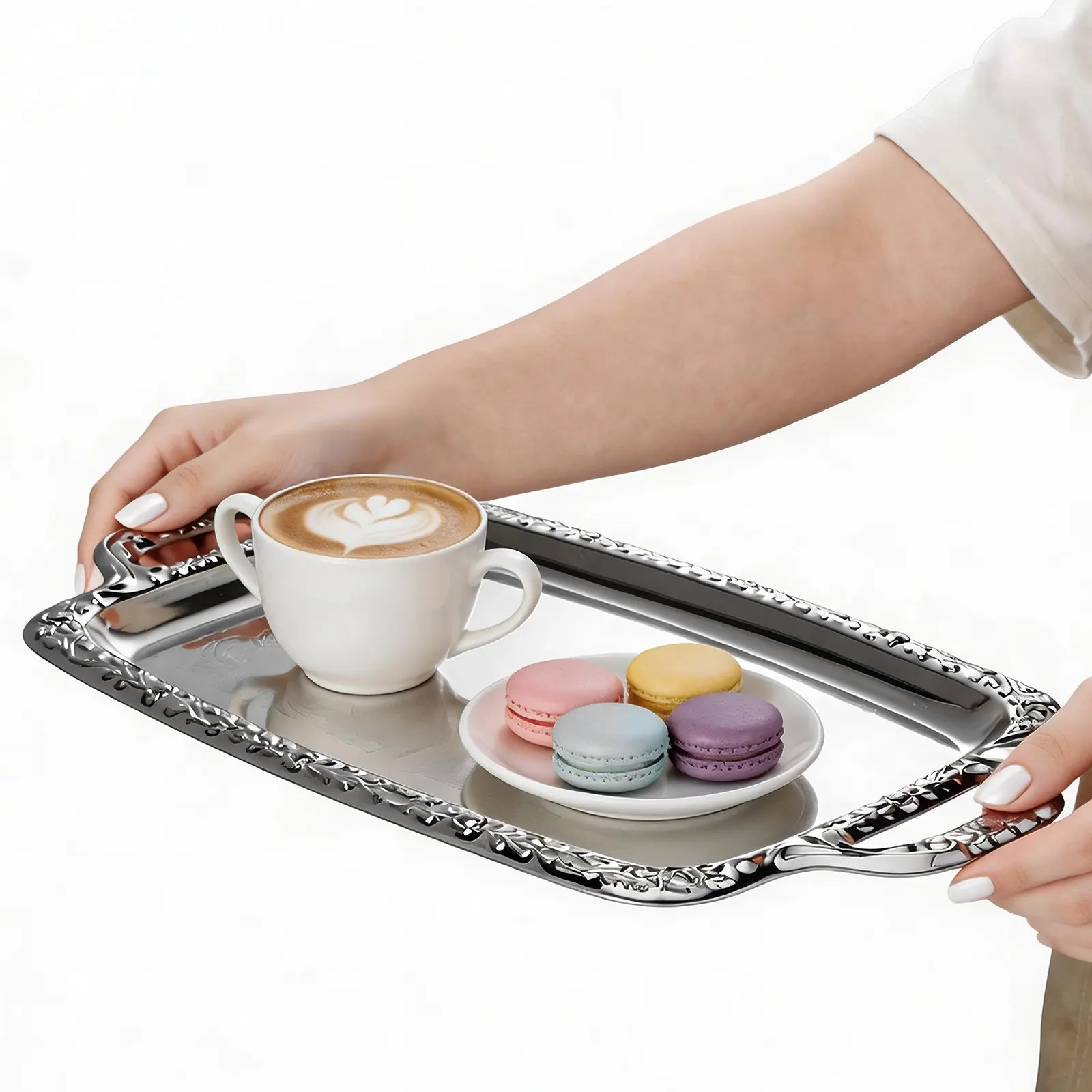 

1Pcs Premium Metal Bread Tray Elegant Vintage Serving Platter for Dining Room Kitchen Living Room Snack Fruit Condiment Display