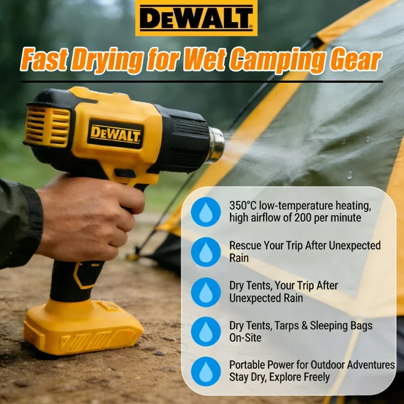 Pistolet thermique sans fil haute puissance Dewalt DCE530N 20V : Souffleur d'air chaud multifonctionnel pour soudure sans effort et thermorétraction
