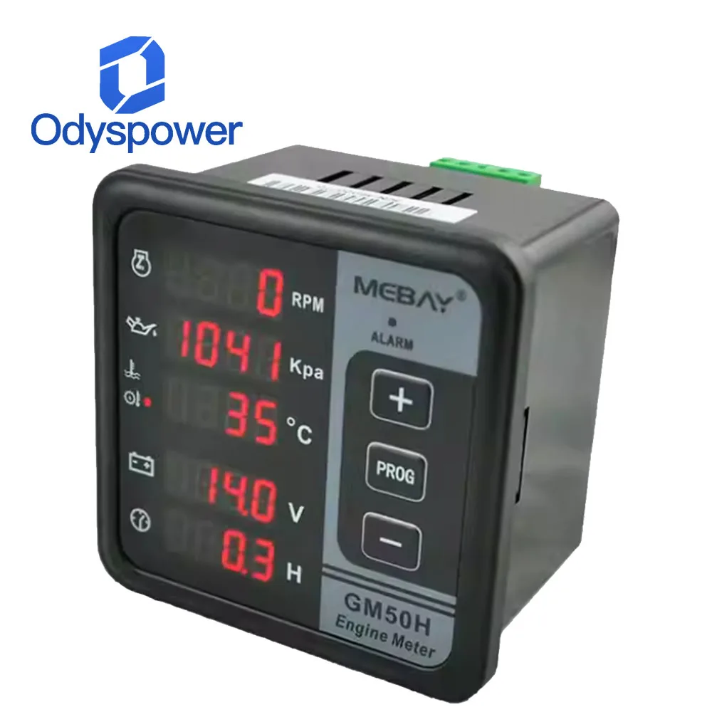 Mebay GM50H Digital Multi-functional Engine Meter, Diesel Engine Monitor Genset Replacement Spare Part