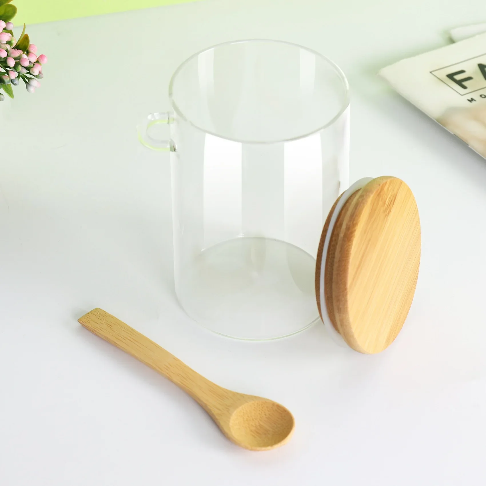 Food Storage Glass Jar Clear Sealed Canister Container with Lid and Spoon for Loose Tea Salt Sugar Coffee Bean Preservation