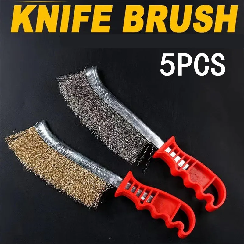 1/2/5PCS Steel Wire Brush for BBQ Grill Rust Removal Metal Polishing Cleaning Roller Brush Set for Barbecue Grilles