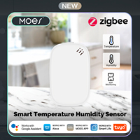 MOES Tuya Zigbee Smart Temperature Humidity Sensor Indoor Hygrometer APP Monitoring Works With Alexa Google Home Battery Powered