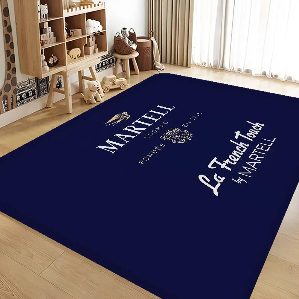 Tapete de chão com logotipo M-Martell, antiderrapante, para lavanderia, decoração de lavanderia, varanda, sala de estar infantil, tapetes de cabeceira