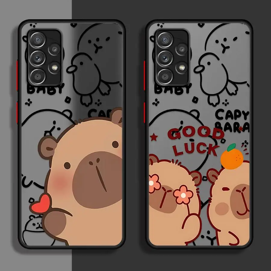 Cute Capybara Back Phone Cover Case for Samsung Galaxy A25 A26 A21s A73 A54 A34 A53 A35 A36 A22 A52 A56 A24
