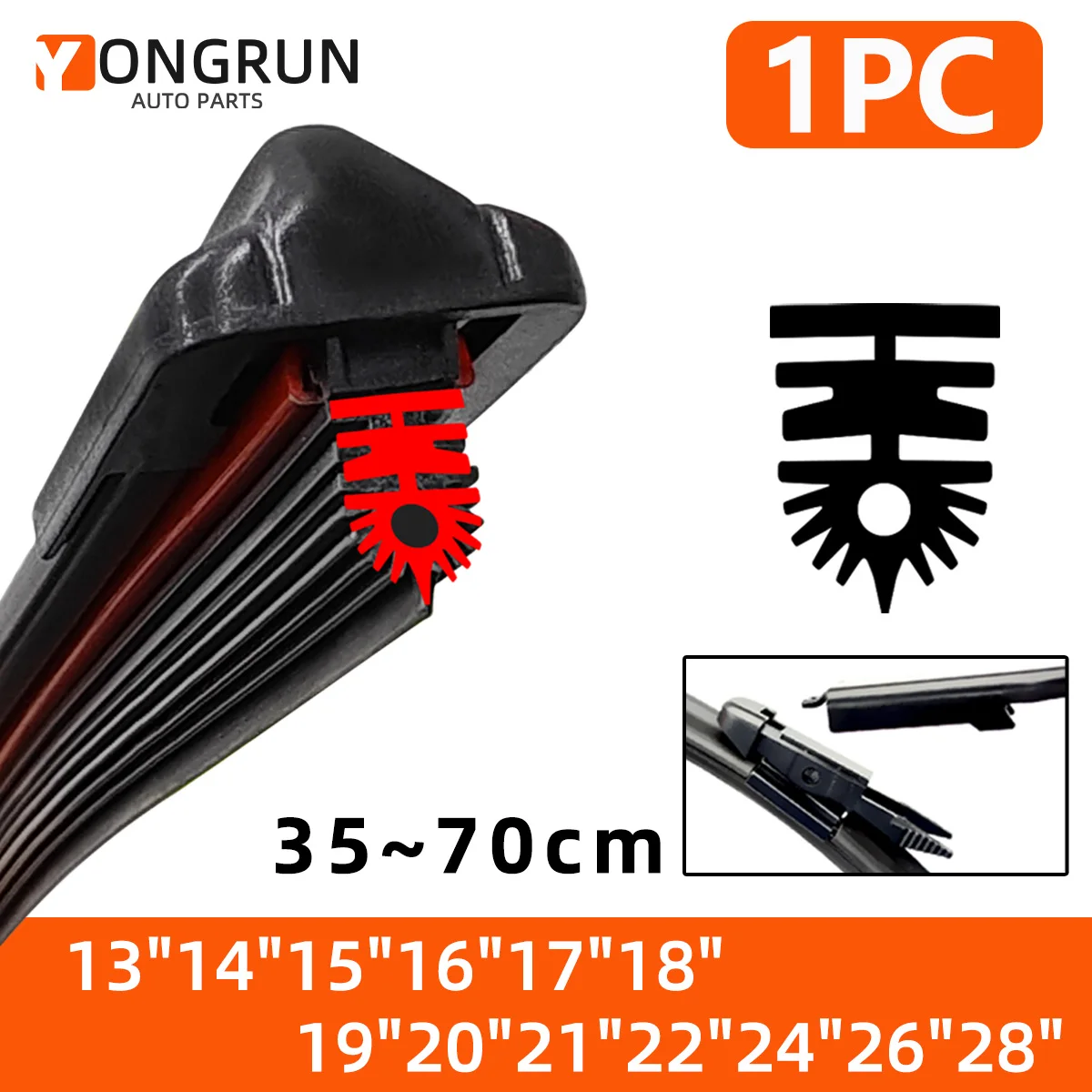 

YONGRUN 1PC Car Wiper Blade 13"14"15"16"17"18"19"20"21"22"24"26"28" Car Front Windshield Wiper With 11 Layers Of Rubber Strips