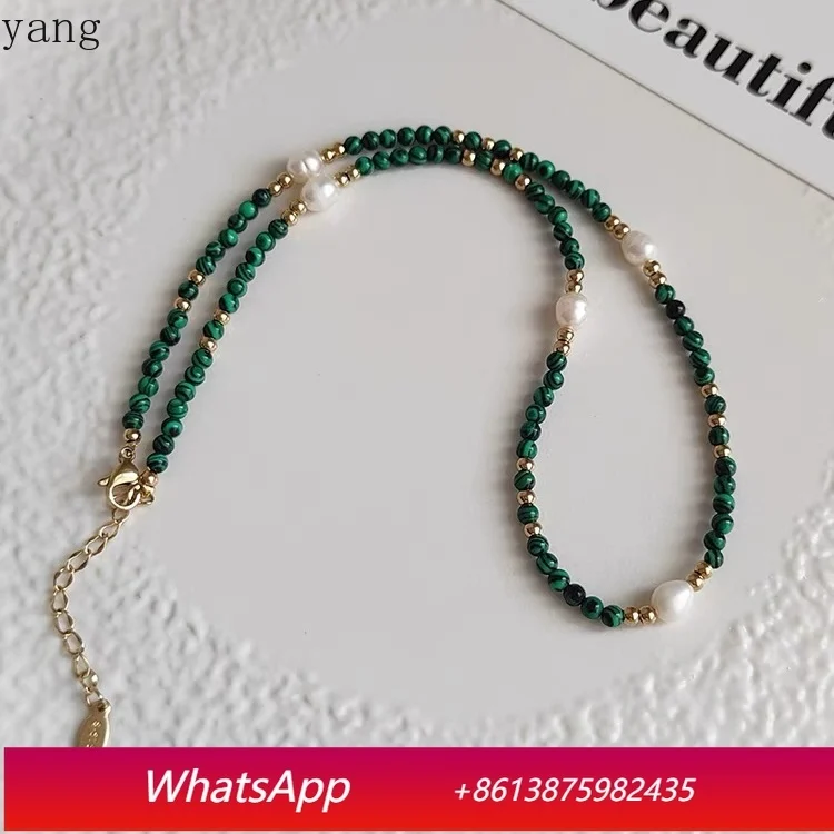 CX retro necklace women's natural stone beaded pearl collarbone chain versatile temperament jewelry
