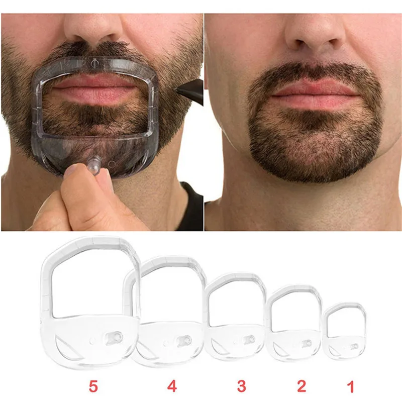 5 pçs/set modelador de barba cavanhaque bigode aliciamento ferramenta transparente rosto modelo de estilo de cabelo para homem