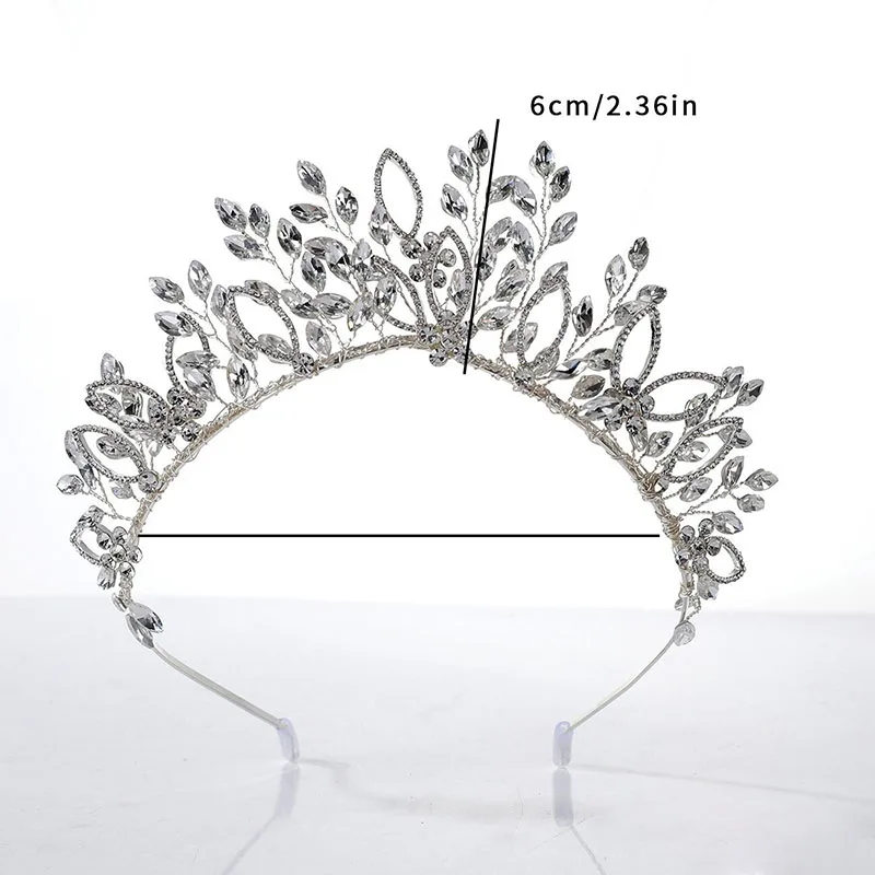 SLBRIDAL Handgefertigte Strass-Kristall-Perlen Braut-Tiara Stirnband Hochzeit Brautjungfern-Krone Frauen Mädchen Haarschmuck Accessoires – Detail 9