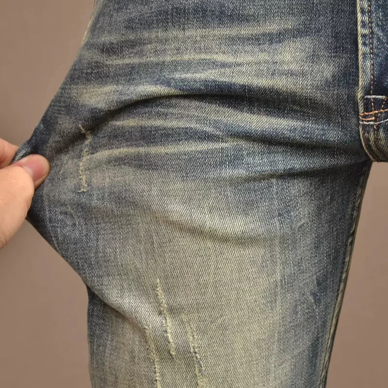 Italian Style Fashion Men Jeans High Quality Stretch Slim Ripped Jeans Men Vintage Trousers Casual Designer Denim Pants Hombre