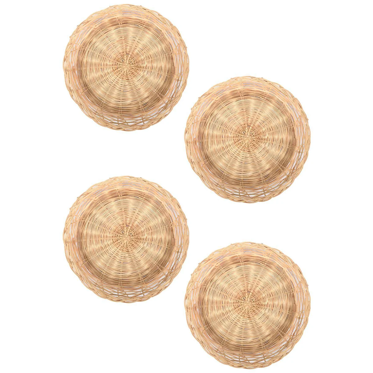 ที่วางจานกระดาษเยื่อไผ่4ชิ้น-ที่วางจานกลมแบบ10นิ้วที่ใส่กระดาษแบบใช้ซ้ำได้สำหรับงานปาร์ตี้ปิกนิก