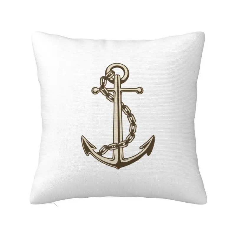 Custom Anchor Pillow Case 40x40cm Nautical Sailor Modern Cushion Cover Square Pillowcase