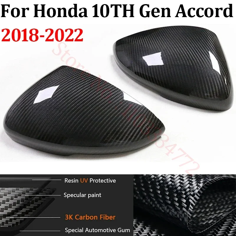 

Carbon Fiber Car Rearview Side Mirror Cover For Honda 10TH Gen Accord 2018-2022 Side Mirror Shells Add on Frame Replacement Case