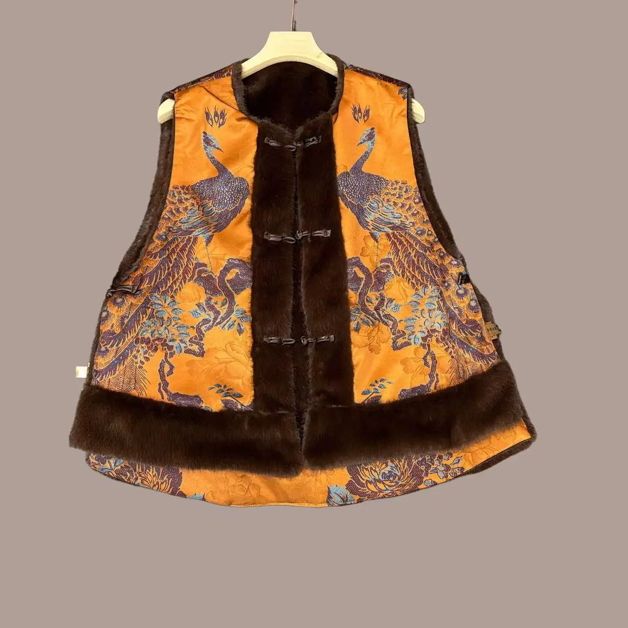 Double-Sided Double-Wear New Chinese National Style 2025 Patchwork Fur Integrated Waistcoat Vest Jacket