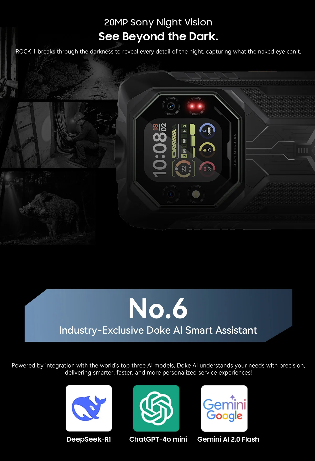 Blackview ROCK 1 AI Rugged Smartphone 6.56-inch 90Hz Display 256GB MediaTek Helio G81 4G Android 16 NFC Torch 15000mAh/33W