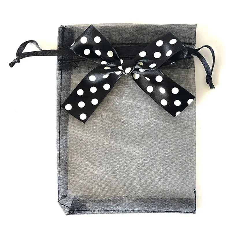 Bolsa de regalo de Organza con cordón para joyería, bolsas con lazo para boda, Navidad, dulces, embalaje de joyería, 10 unidades por lote