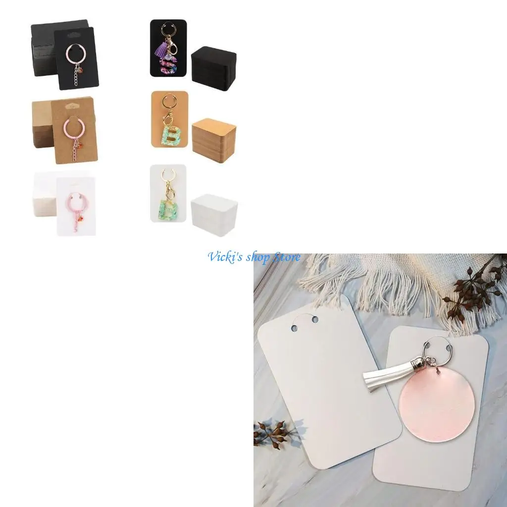 

50x Displaying Keyring Brown Paper Jewelry Keychain Cards Holder for Selling