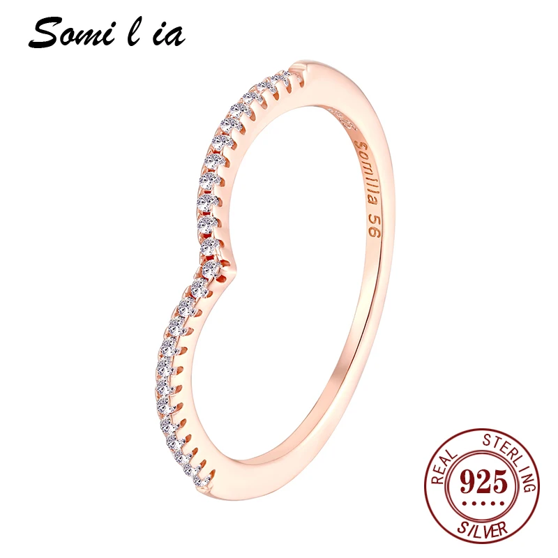 Somilia-Rose Gold Rings for Women 925 Sterling Silver, Heart AAAAA Zircon Wedding Engagement Ring, Gift for Girl Friend, Fashion