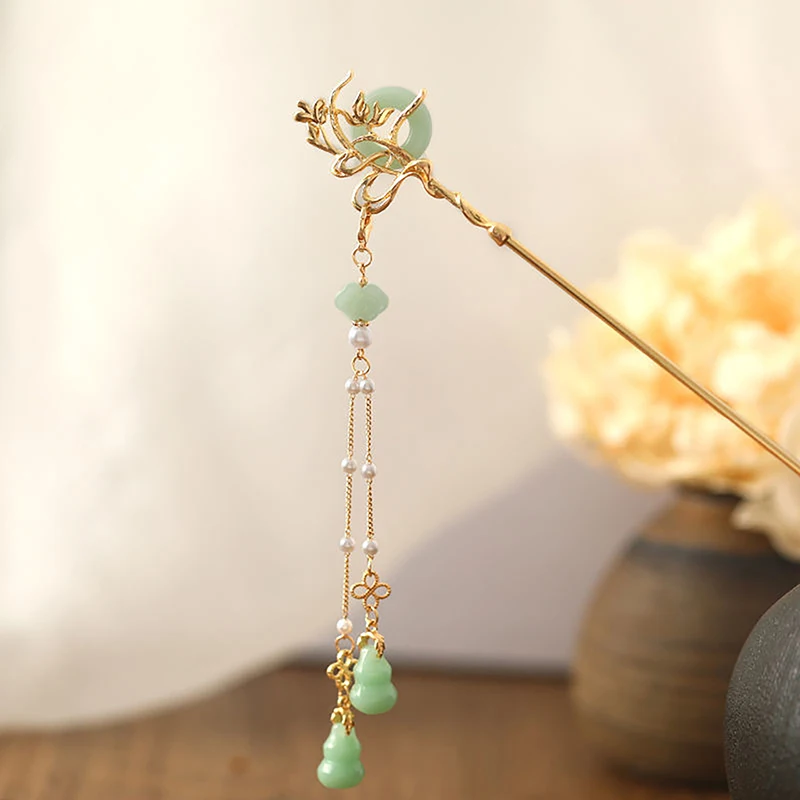 Flower Shape Moon Pearl Fringe Hairpin Disk Hairstick Hair Chopsticks Women Fashion Chinese Jewelry Accessories Gift