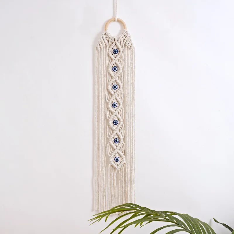 Macrame appeso a parete con occhio fortunato arazzo intrecciato in cotone turco malocchio per la decorazione domestica decorazione della camera da