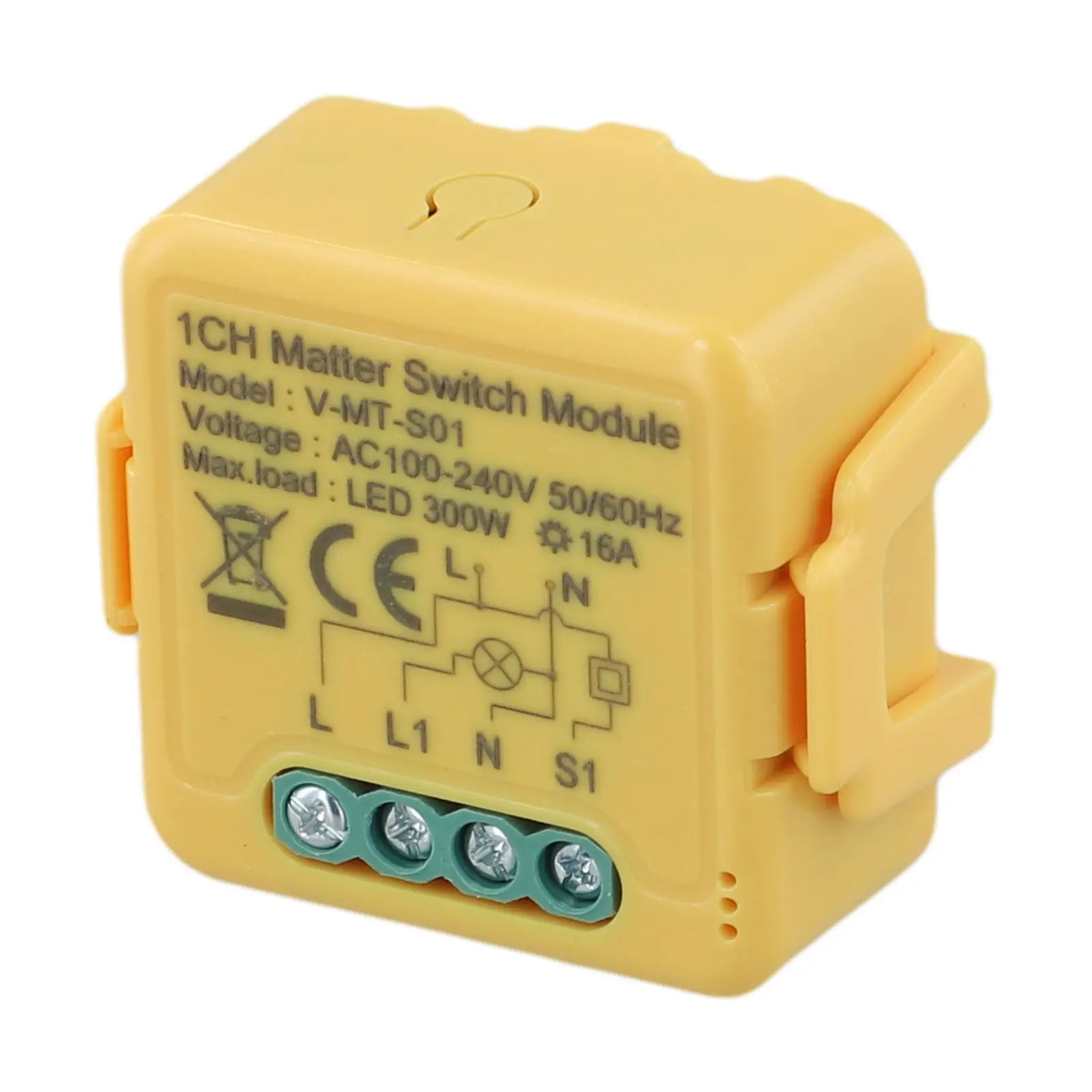 16A Matter For Smart Home Relay Switch Yellow ABS Local Control No Cloud For Tuya For Smartthings For Homekit For Nest Hub