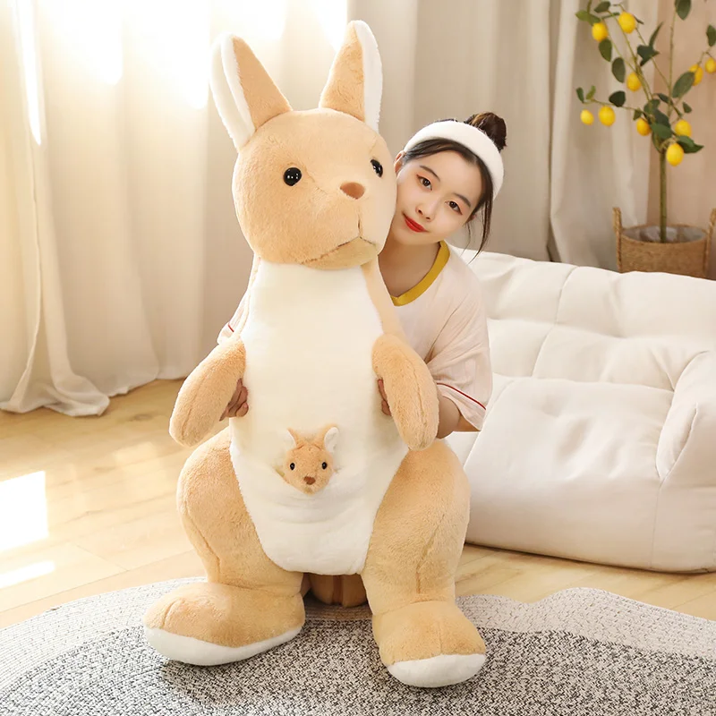 Bonito gigante canguru australiano brinquedo de pelúcia mãe e filho canguru boneca simulação animal bonecas pai-filho boneca presente de aniversário