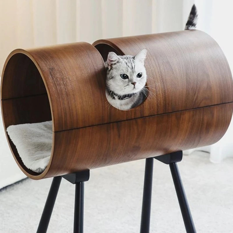 

Barrel cat nest climbing frame integrated cat house villa luxury small apartment pet bed removable and washable