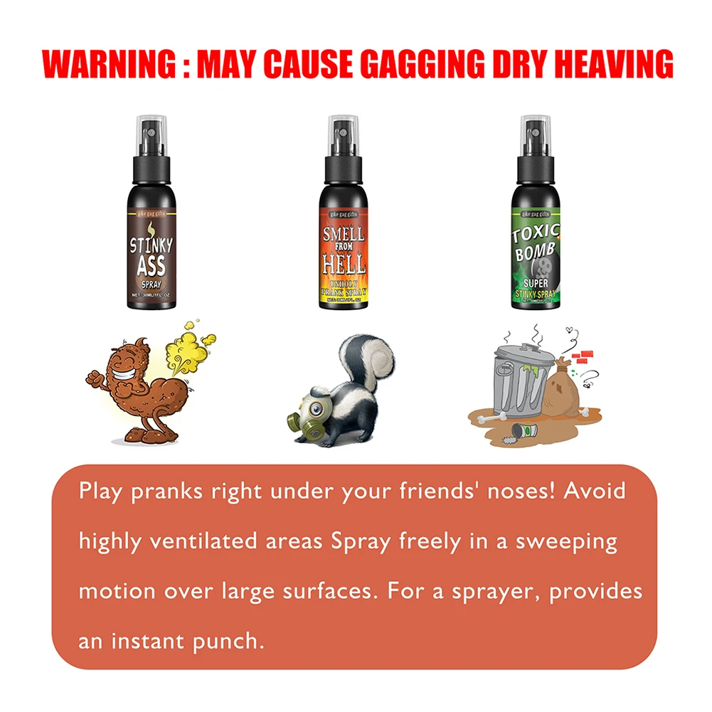 1/3pcs Smelly Fart Spray 30ml Non-Toxic Fart Gag Spray Prank Joke For Halloween Funny Toys Stink Poop For Adults Kids Joke Party