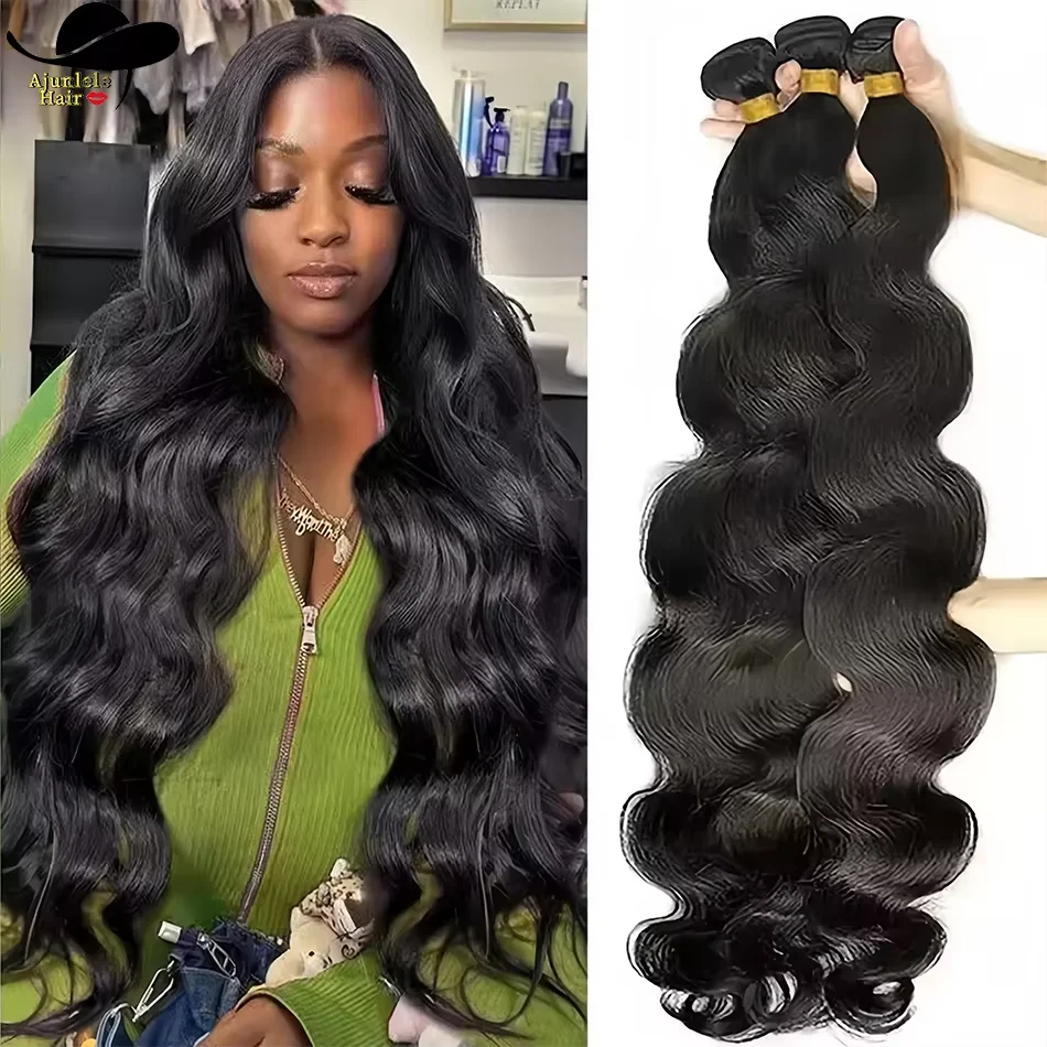 

Ajunlele Hair Brazilian Body Wave Hair Bundle 10-30 Inch 1/2/3/4Pcs Natural Color 100% Virgin Hair Extensions For Black Women