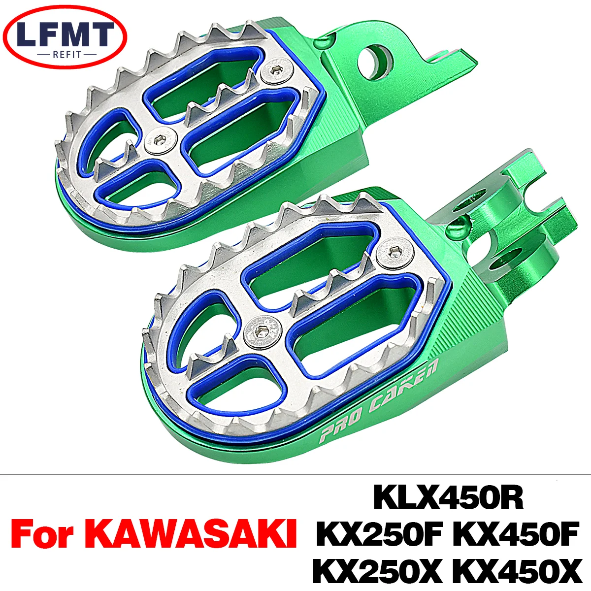 For Kawasaki KX250 KX450 KX250F KX450F KLX450R KX 250 450 250F 450F 2008-2022 Motorcycle CNC FootRest Footpegs Foot Pegs Pedals