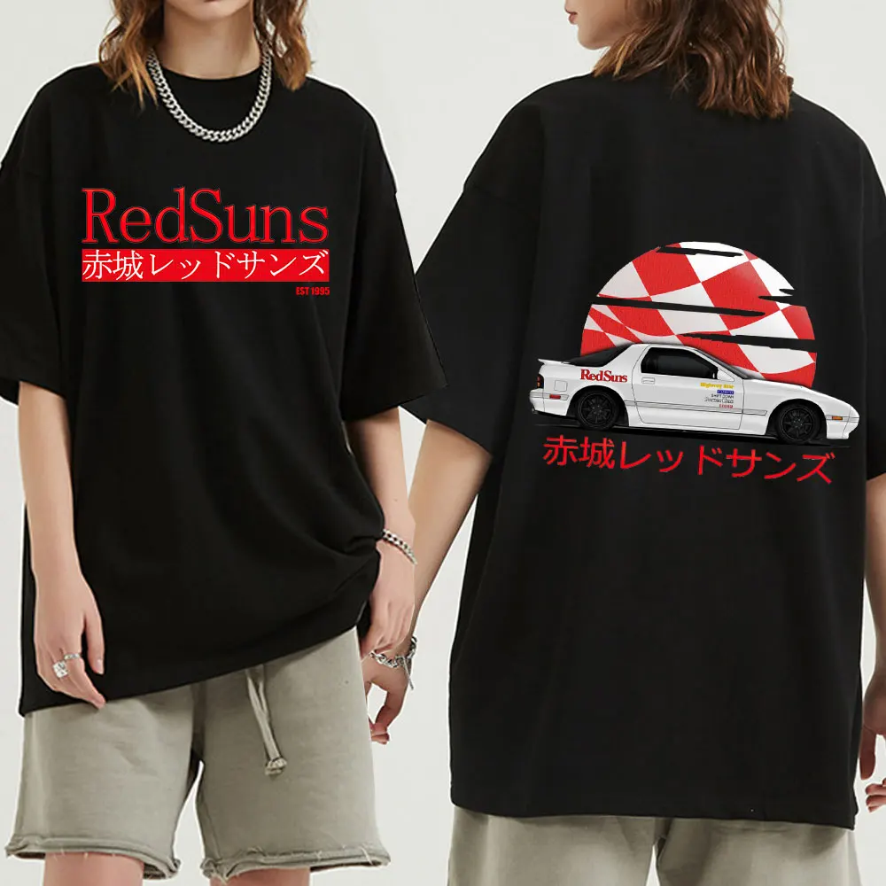 Initial D Drift Akagi RedSuns T Shirt Japanese Anime AE86 Men Women Fashion T-shirts Streetwear JDM Automobile Culture T-shirt