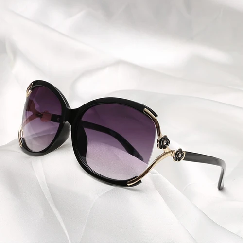 Nuevas gafas de sol clásicas Vintage para conducir para mujer, lujosas gafas de sol huecas de Camelia a la moda para mujer, protección UV400