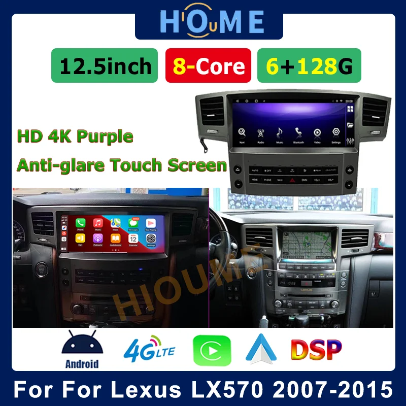 

12.5" Android 10 Car Multimedia Player For Lexus LX570 2008-2015 with Radio GPS Navigation Carplay Android auto Video Stereo 4G