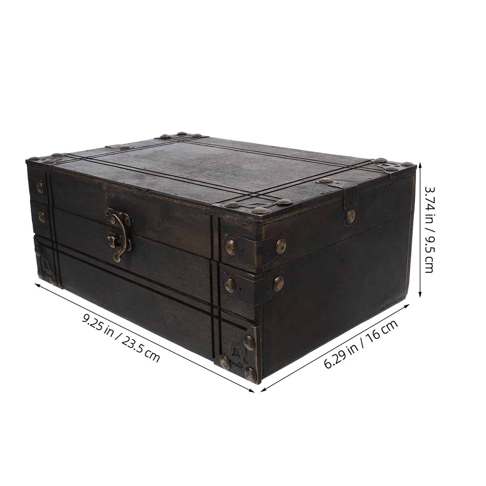 Vintage Wooden Treasure Box Retro Trinket Chest Jewelry Storage Organizer Home Decor Keepsake Chest Photo Prop view 5