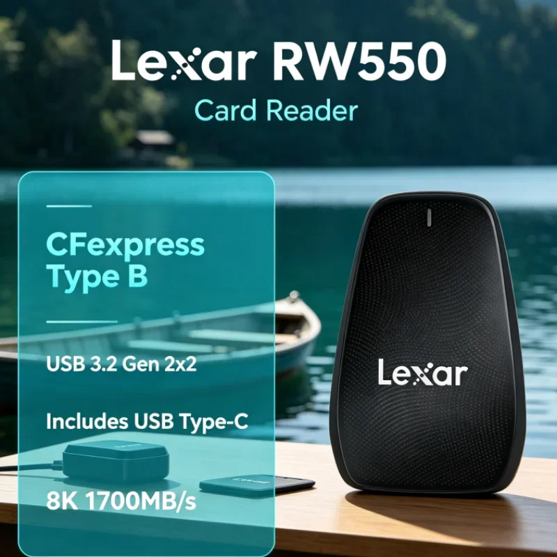Lexar RW550 USB 3.2 Gen 2x2 8K 20Gbps CFexpress Type B Reader USB Type-C CFexpress Card Reader for 8K Video Transfer