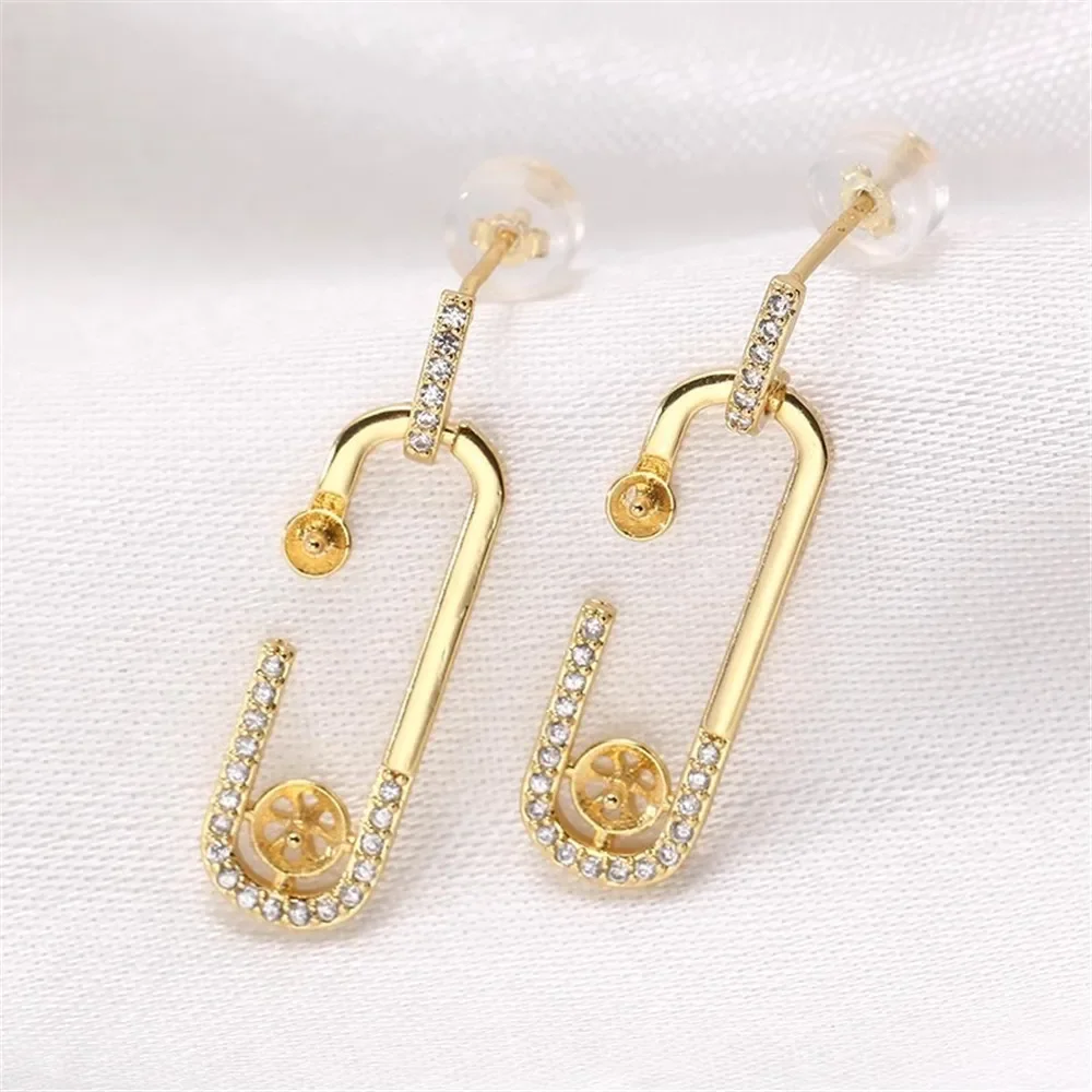 Pendientes de perlas de 19 estilos, Base de ajuste, oro de 14 quilates, temperamento de moda Simple, hecho a mano, accesorios y componentes para hacer joyería Diy