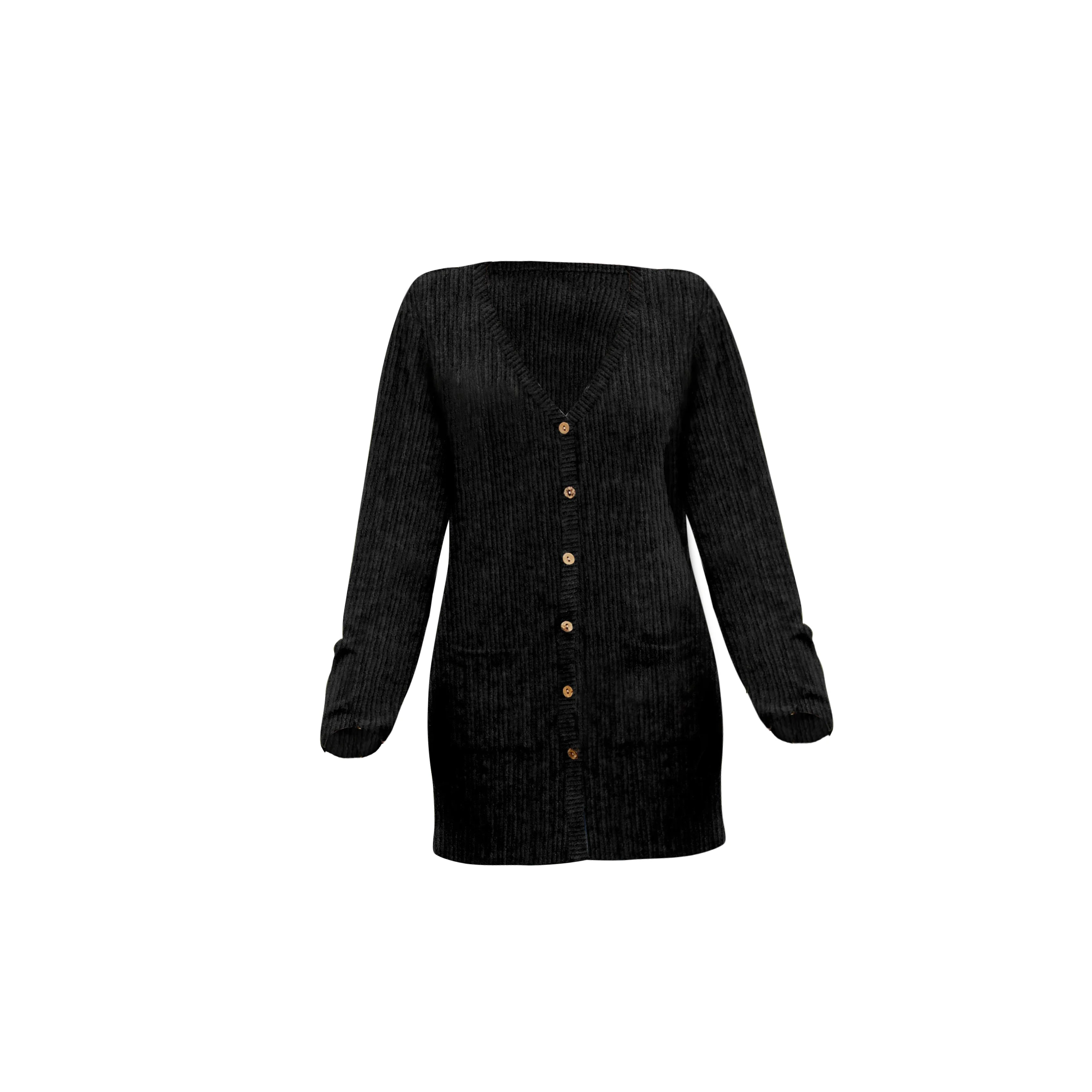 Solid Button Up Pocket Cardigan, Casual Long Sleeve Sweater For Spring & Fall, Women\'s Clothing