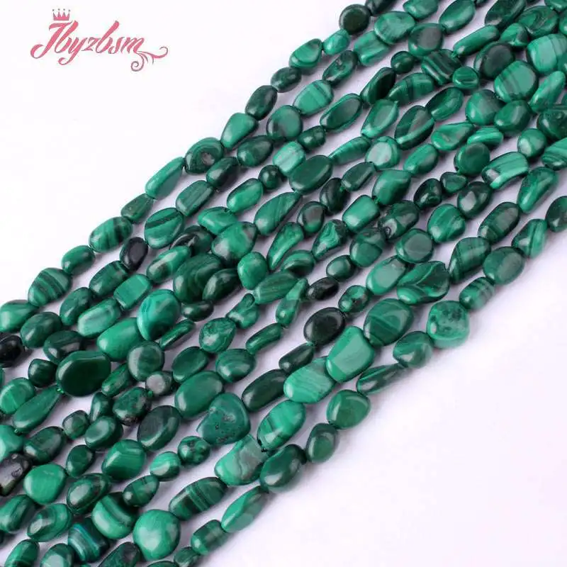 4-7mm Natural Freeform Gravel Green Malachite Spacer Beads 15\