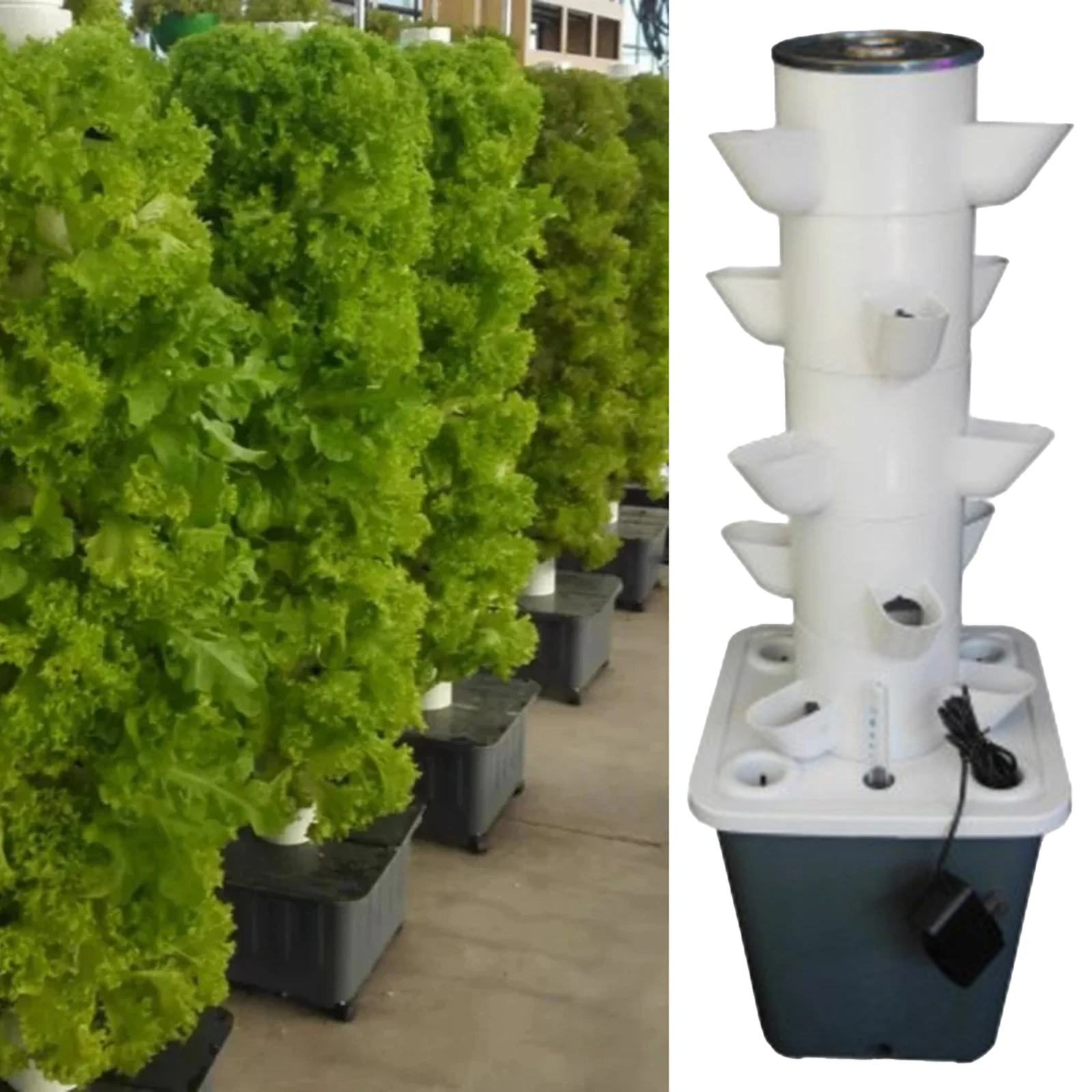 15/18/25/30 Holes Hydroponic Grow System Tower Kit Garden Planter Home Yard Water Pump Home Vertical Gardening Planter