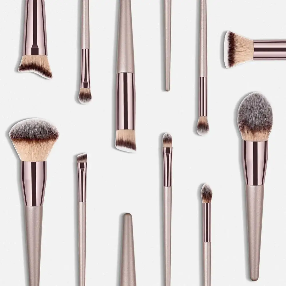 Luxury Champagne Makeup Brushes Foundation Powder Blush Eyeshadow Eyelash Concealer Lip Eye Blending Brush Make Up Brushes Set