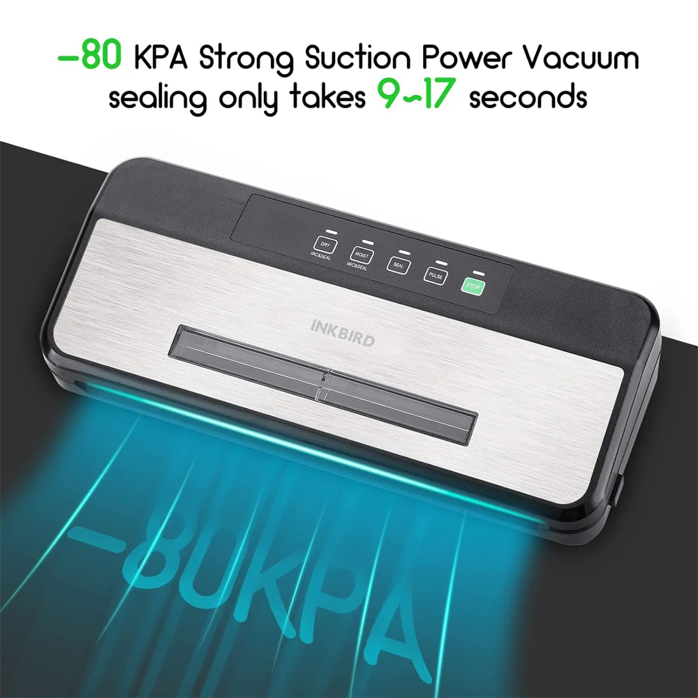 Imagem -02 - Máquina Automática de Seladora a Vácuo de Alimentos Sucção Forte Starter Kit para Armazenamento de Alimentos e Sous Vide