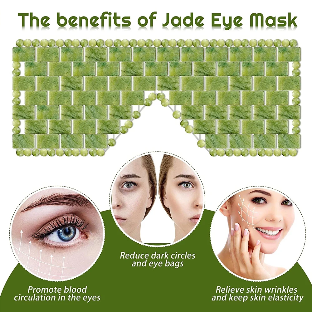 Masque pour les yeux en Jade naturel, masque rafraîchissant pour le sommeil, thérapie par le froid, SPA Facial, Anti-âge, poches, bandeau, massage