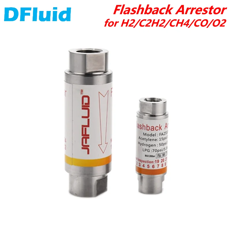 SS316 Flashback Arrestor FBA Hydrogen Acetylene H2/C2H2/CH4/O2/LPG 1/4 3/8 1/2 in Female NPT Stainless Steel replace Wittgas