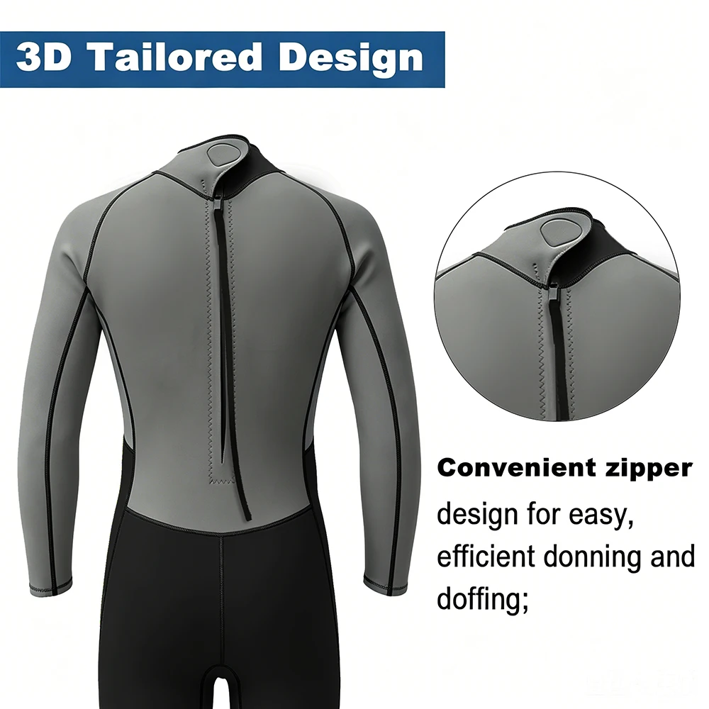 3MM Wetsuits Men Neoprene Diving Surfing Swimming Full Suits Cold Water Keep Warm Zipper Water Sports Full Diver Suit