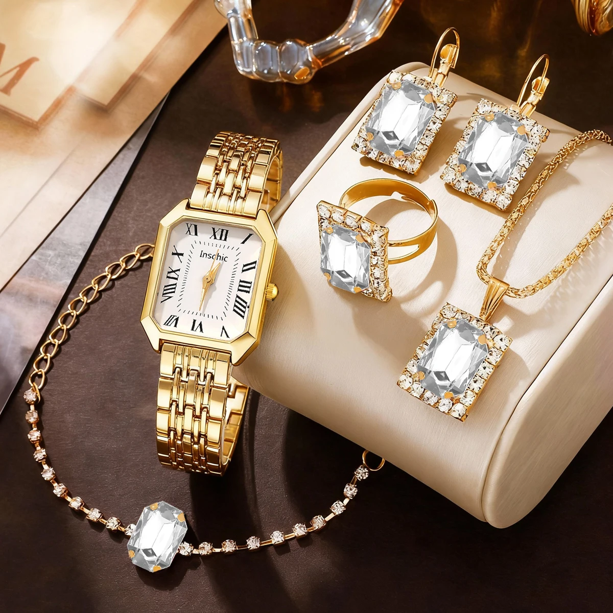 6-Piece Elegant Quartz Watch & Accessory Set | Versatile Daily Wear Gift for Friends & Family